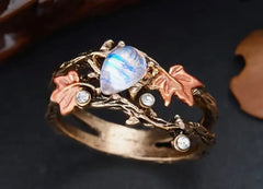 Moonstone & Ivy Leaf Forest Ring – Cosmic Nature Collection™ | Cosmic Blueprint 7 EL™ - CosmicBlueprint7