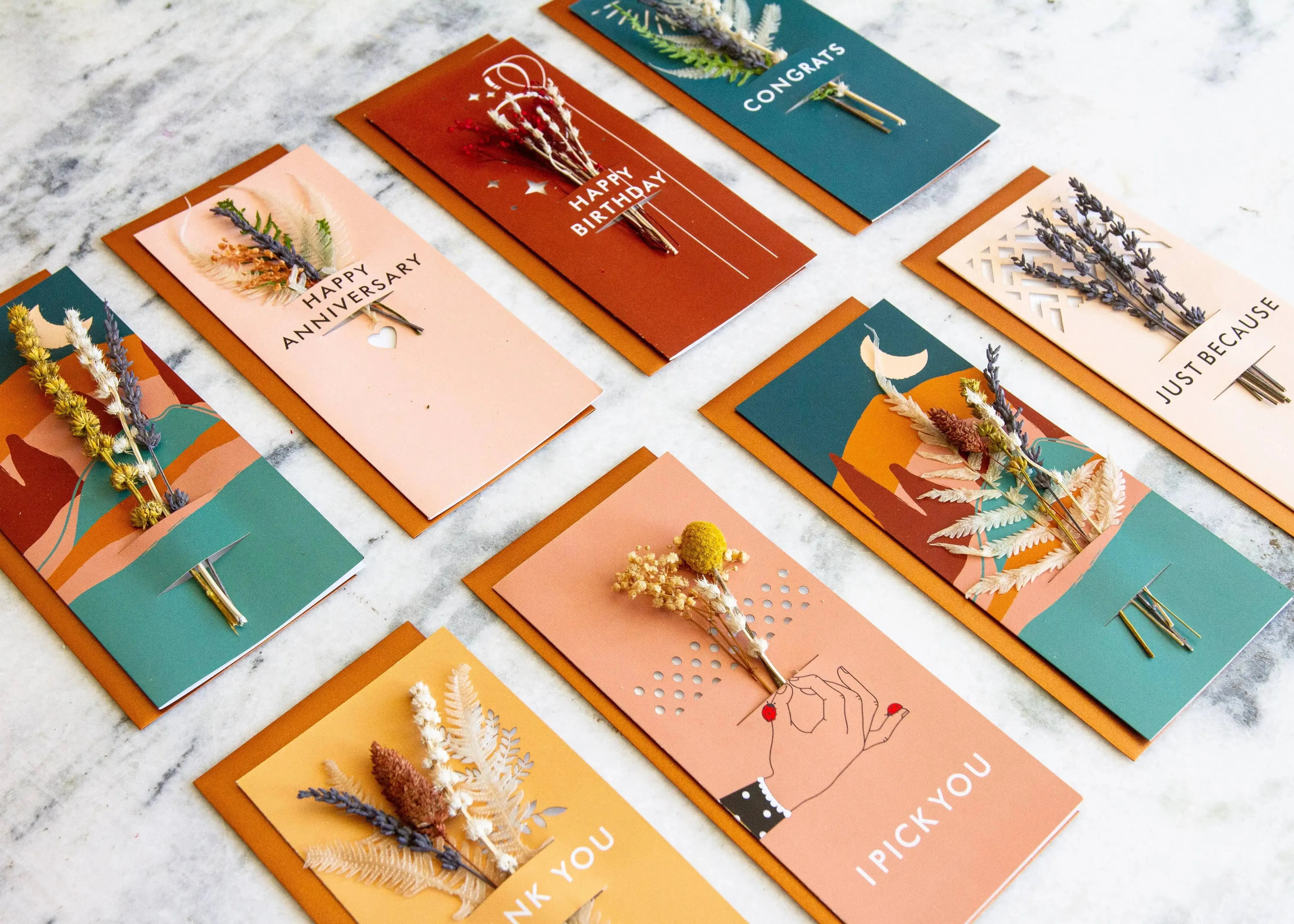 Mountains | Dried Floral Greeting Card - CosmicBlueprint7