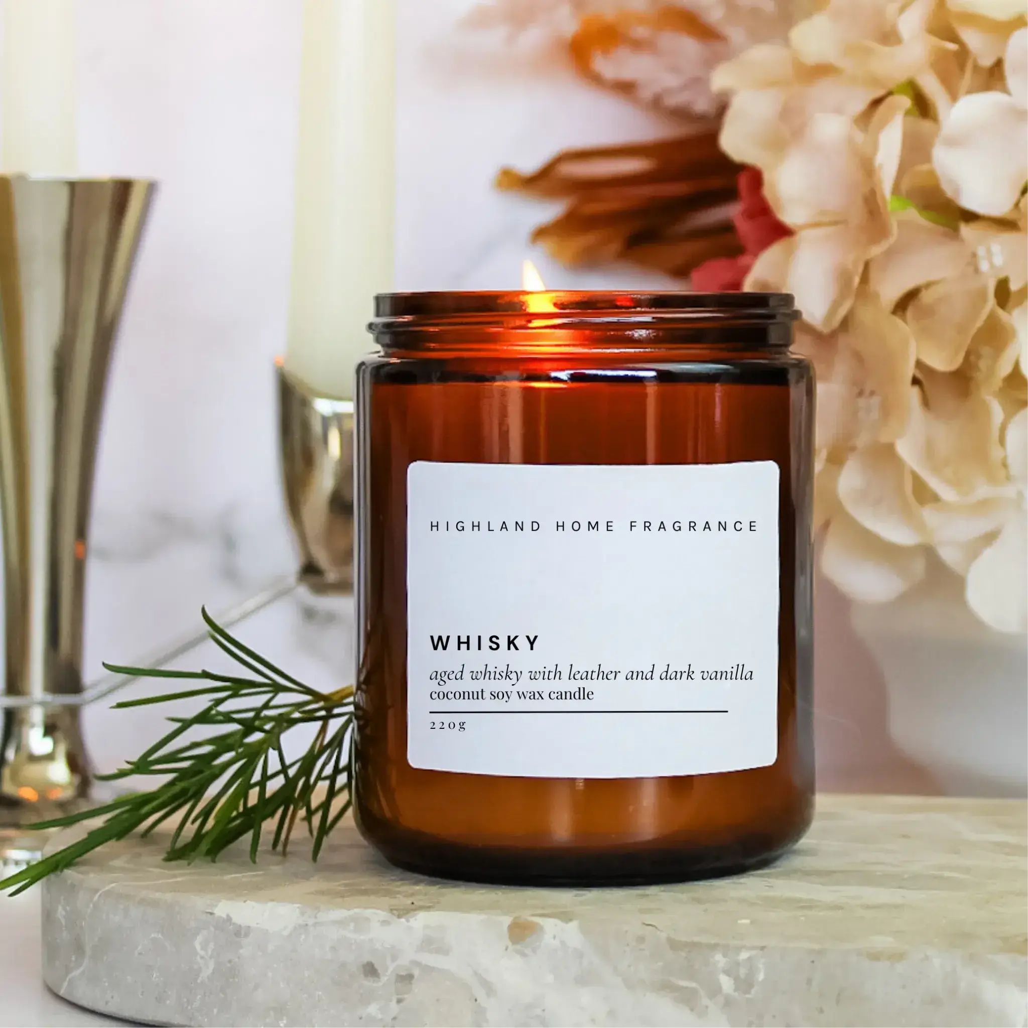 Whisky | Whisky & Leather - 220g CocoSoy Candle - CosmicBlueprint7