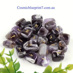 Amethyst Rune Stones 25Pcs Natural Stone Crystal Runes - CosmicBlueprint7