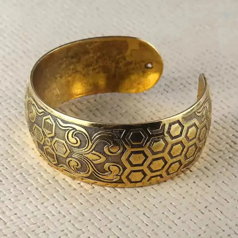 Tibetan Bronze Metal Carving Flower Elephant Cuff Bracelets& Bangles For Women Jewelry Gift - CosmicBlueprint7