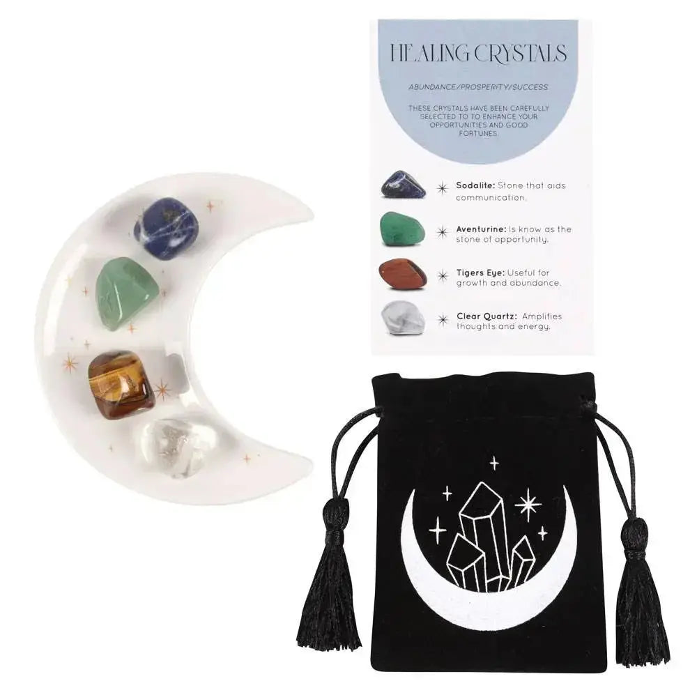 Success Healing Crystal Set with Moon Trinket Dish - CosmicBlueprint7