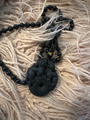 lose-up of genuine Black Obsidian beads and Double Pixiu pendant - Cosmic Blueprint 7