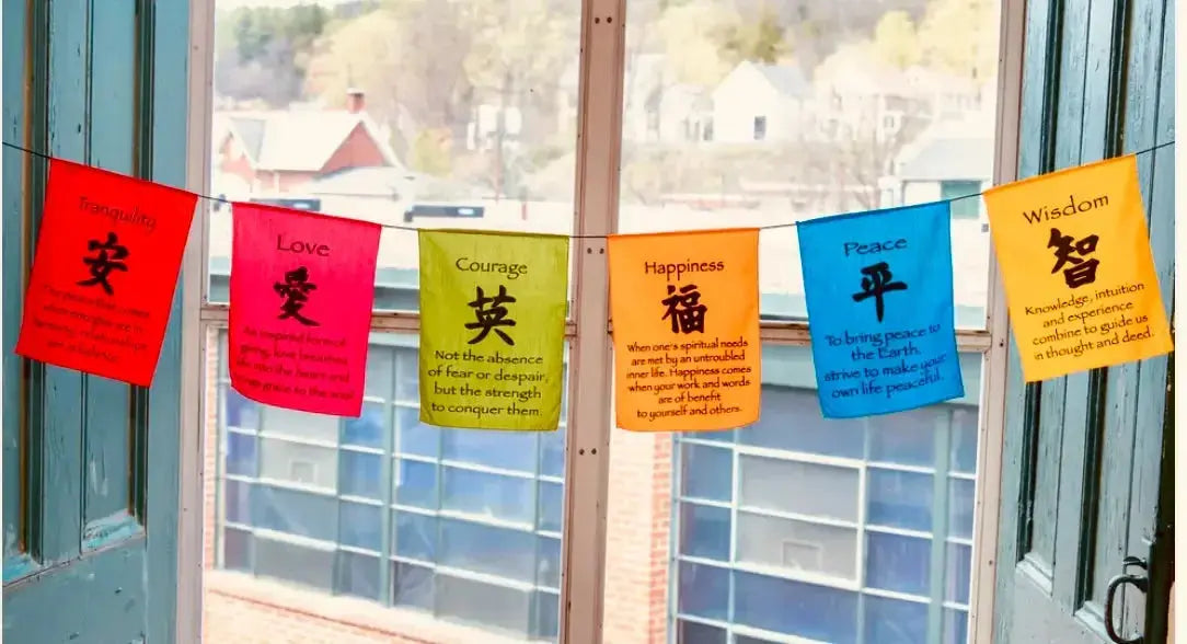 Large Prayer Flag in Bright Colors - CosmicBlueprint7