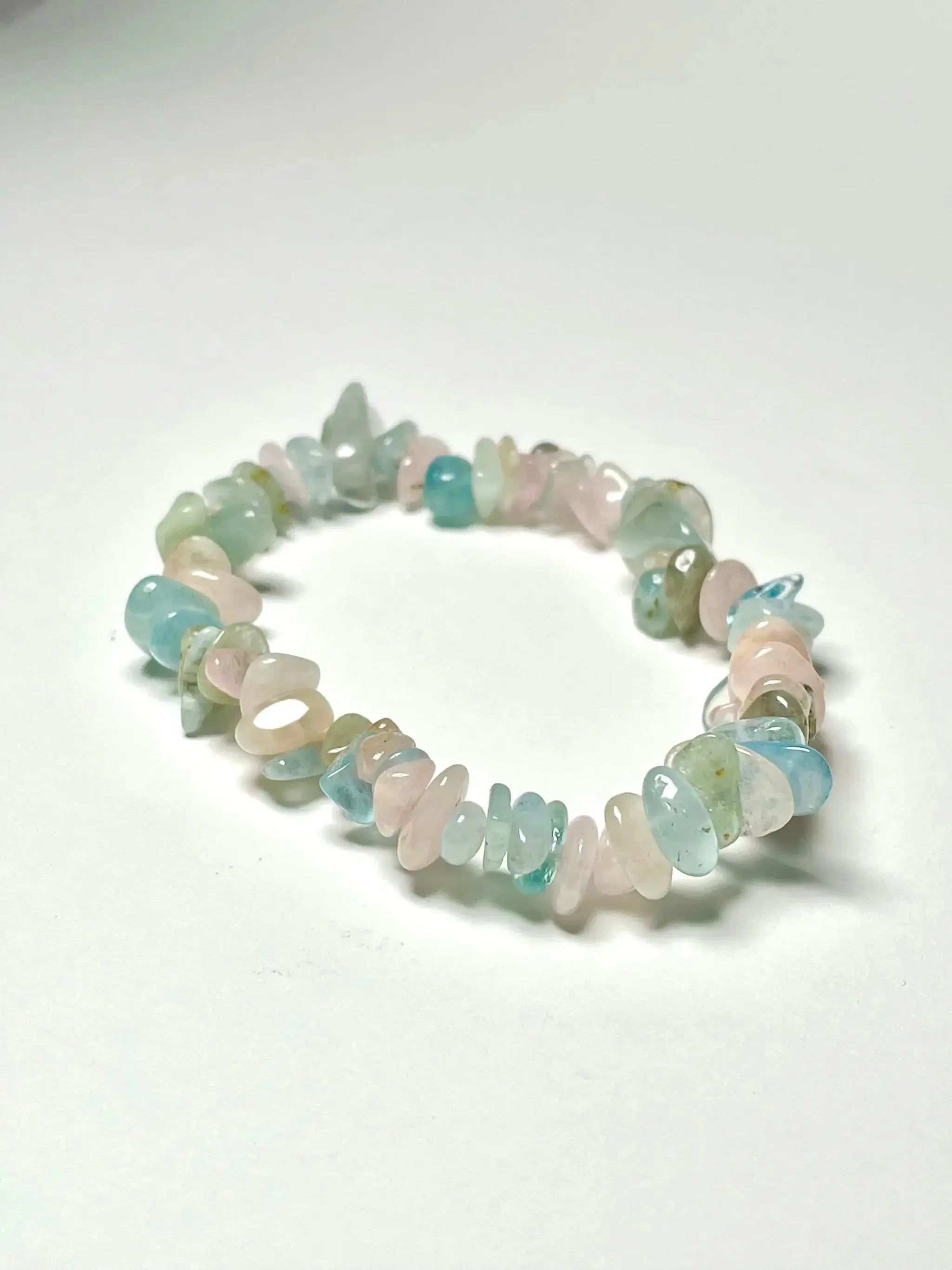 Aquamarine White Howlite and Rose Quartz Crystal Bracelet - CosmicBlueprint7