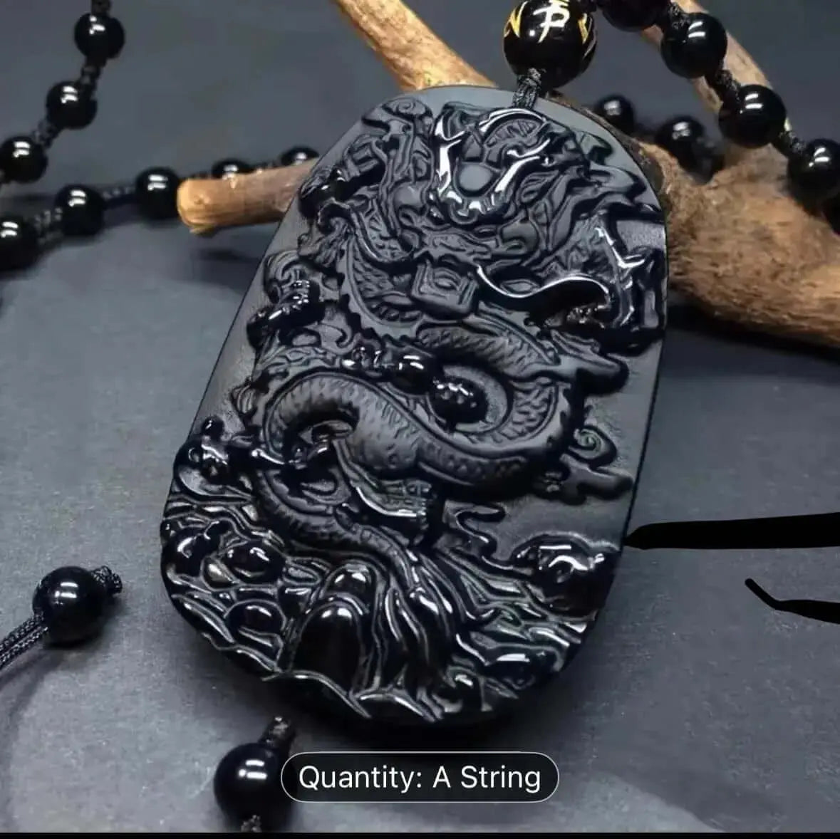 Men's Natural Obsidian Dragon Pixiu Necklace Pendant with Peace Buckle Amulet - Retro Style and Powerful Protection - CosmicBlueprint7