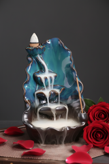 Blue water fountain incense burner