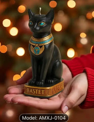 Bastet Egyptian Cat Statue - Black & Gold Goddess Figurine - CosmicBlueprint7