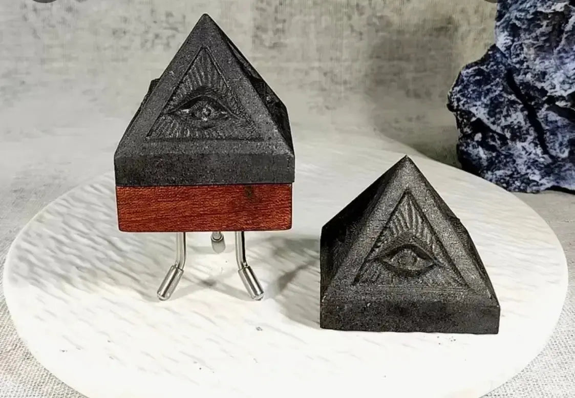 Shungite Eye of Ra Pyramid - EMF Protection & Spiritual Shielding (5cm) - CosmicBlueprint7