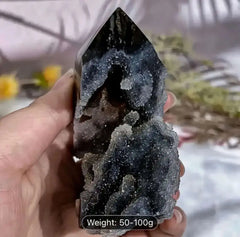Black Tourmaline in Quartz Crystal Point - Protection & Grounding (50-100g) - CosmicBlueprint7
