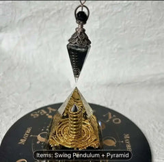 Orgonite Pyramid & Swing Pendulum Set - Sacred Geometry Energy Tool - CosmicBlueprint7