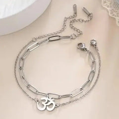 Dawapara Om Ohm Aum Charm Spiritual Pendant Stainless Steel Bracelet Yoga Jewelry Meditation Buddhist Spiritual Amulet - CosmicBlueprint7