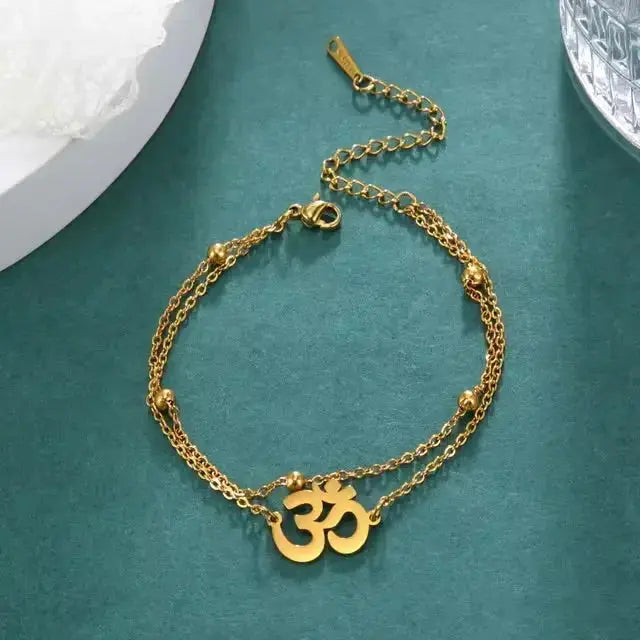 Dawapara Om Ohm Aum Charm Spiritual Pendant Stainless Steel Bracelet Yoga Jewelry Meditation Buddhist Spiritual Amulet - CosmicBlueprint7