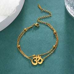 Dawapara Om Ohm Aum Charm Spiritual Pendant Stainless Steel Bracelet Yoga Jewelry Meditation Buddhist Spiritual Amulet - CosmicBlueprint7