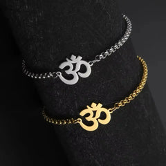 Dawapara Om Ohm Aum Charm Spiritual Pendant Stainless Steel Bracelet Yoga Jewelry Meditation Buddhist Spiritual Amulet - CosmicBlueprint7