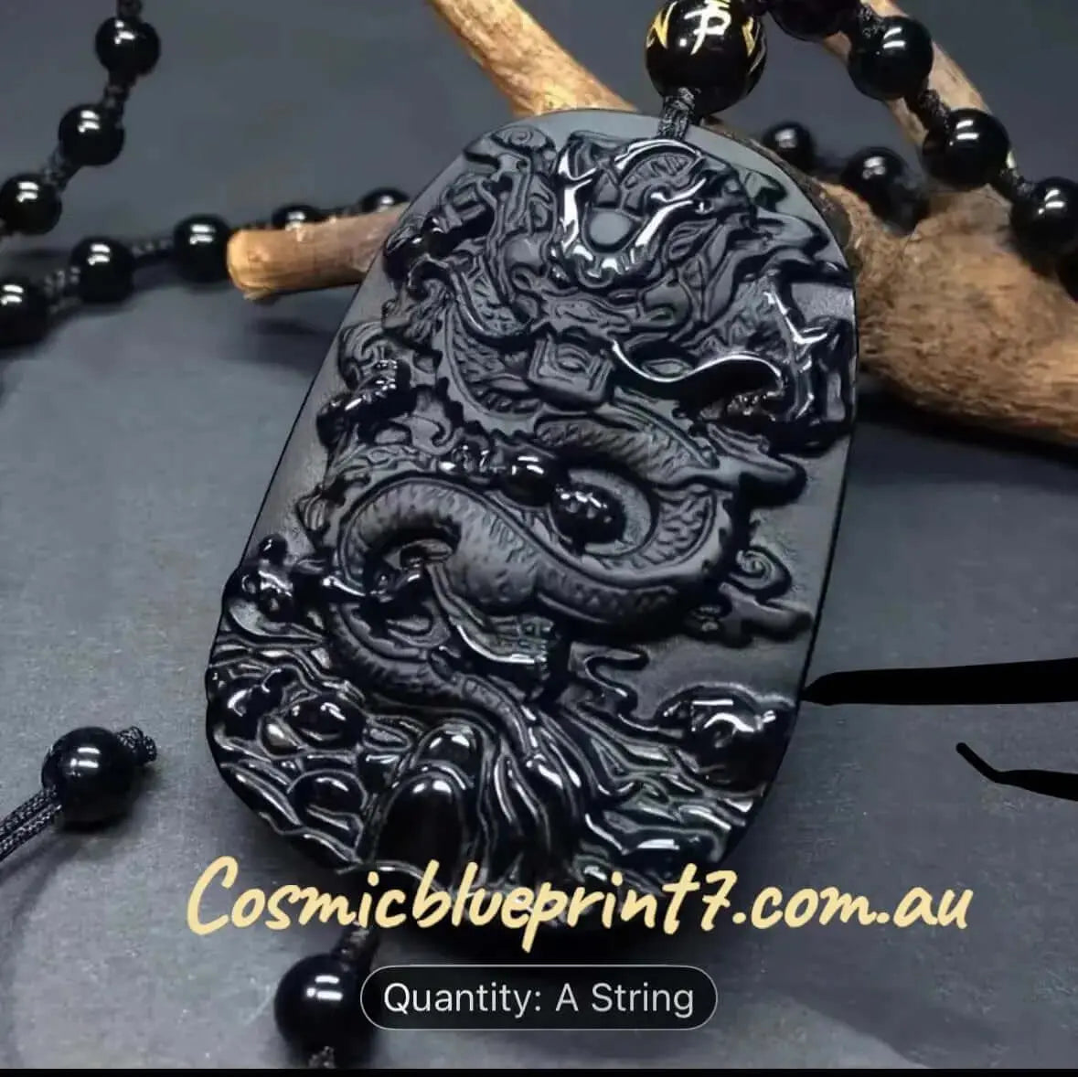 Men's Natural Obsidian Dragon Pixiu Necklace Pendant with Peace Buckle Amulet - Retro Style and Powerful Protection - CosmicBlueprint7