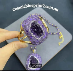 GOLD AMATHYS CUFF BRACELET FOR WOMAN - CosmicBlueprint7