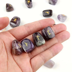 Amethyst Rune Stones 25Pcs Natural Stone Crystal Runes - CosmicBlueprint7
