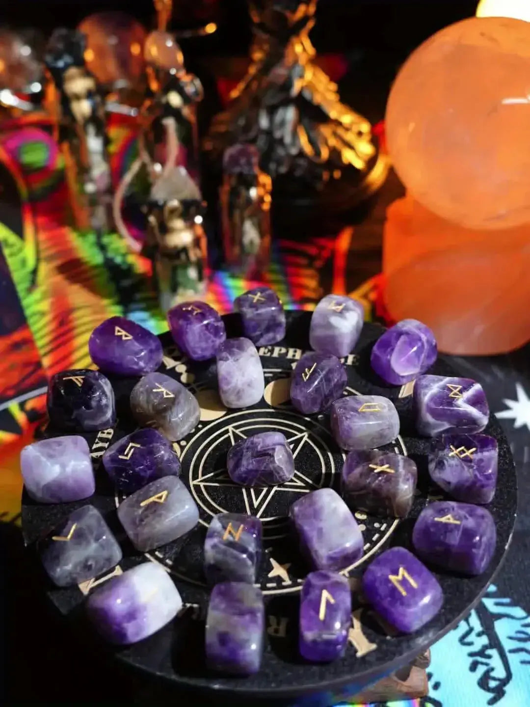 Amethyst Rune Stones 25Pcs Natural Stone Crystal Runes - CosmicBlueprint7