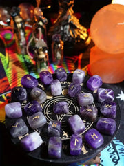 Amethyst Rune Stones 25Pcs Natural Stone Crystal Runes - CosmicBlueprint7