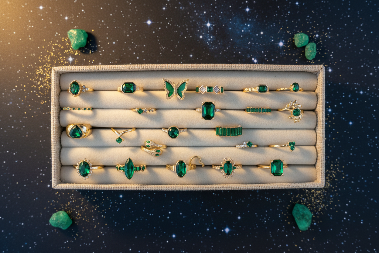 Emerald Green Gold Ring Collection