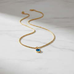 Evil Eye Gold Rope Chain Necklace