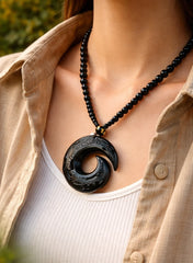 Genuine Black Obsidian Protection Necklace Amulet for Energy Healing