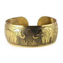 Tibetan Bronze Metal Carving Flower Elephant Cuff Bracelets& Bangles For Women Jewelry Gift - CosmicBlueprint7