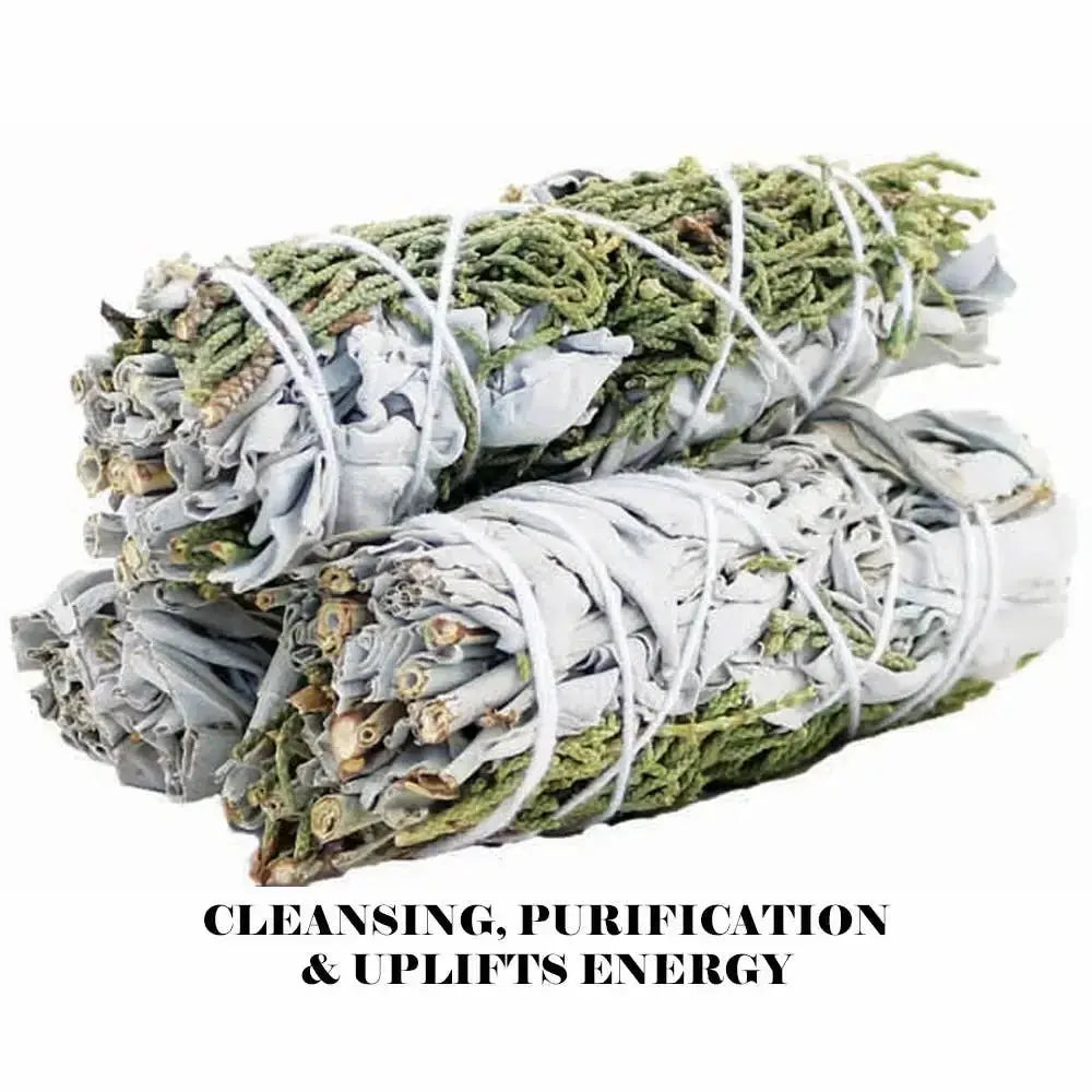 SMUDGE STICK - White and Juniper Sage 10cm - CosmicBlueprint7
