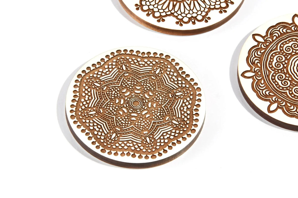 Floral Wood Coaster Set - CosmicBlueprint7