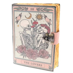 HANDMADE UNIQUE/MYSTICAL COLLECTION!- LEATHER JOURNAL - The Lovers Coloured 12cm x 17cm - CosmicBlueprint7