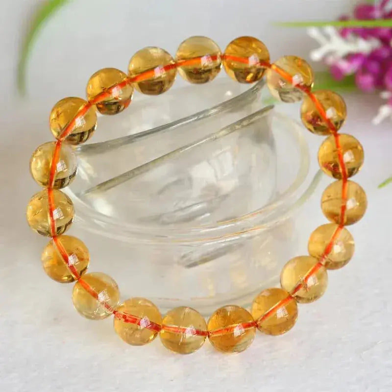 Genuine 12mm Yellow Citrine Abundance Bracelet - CosmicBlueprint7
