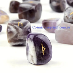 Amethyst Rune Stones 25Pcs Natural Stone Crystal Runes - CosmicBlueprint7