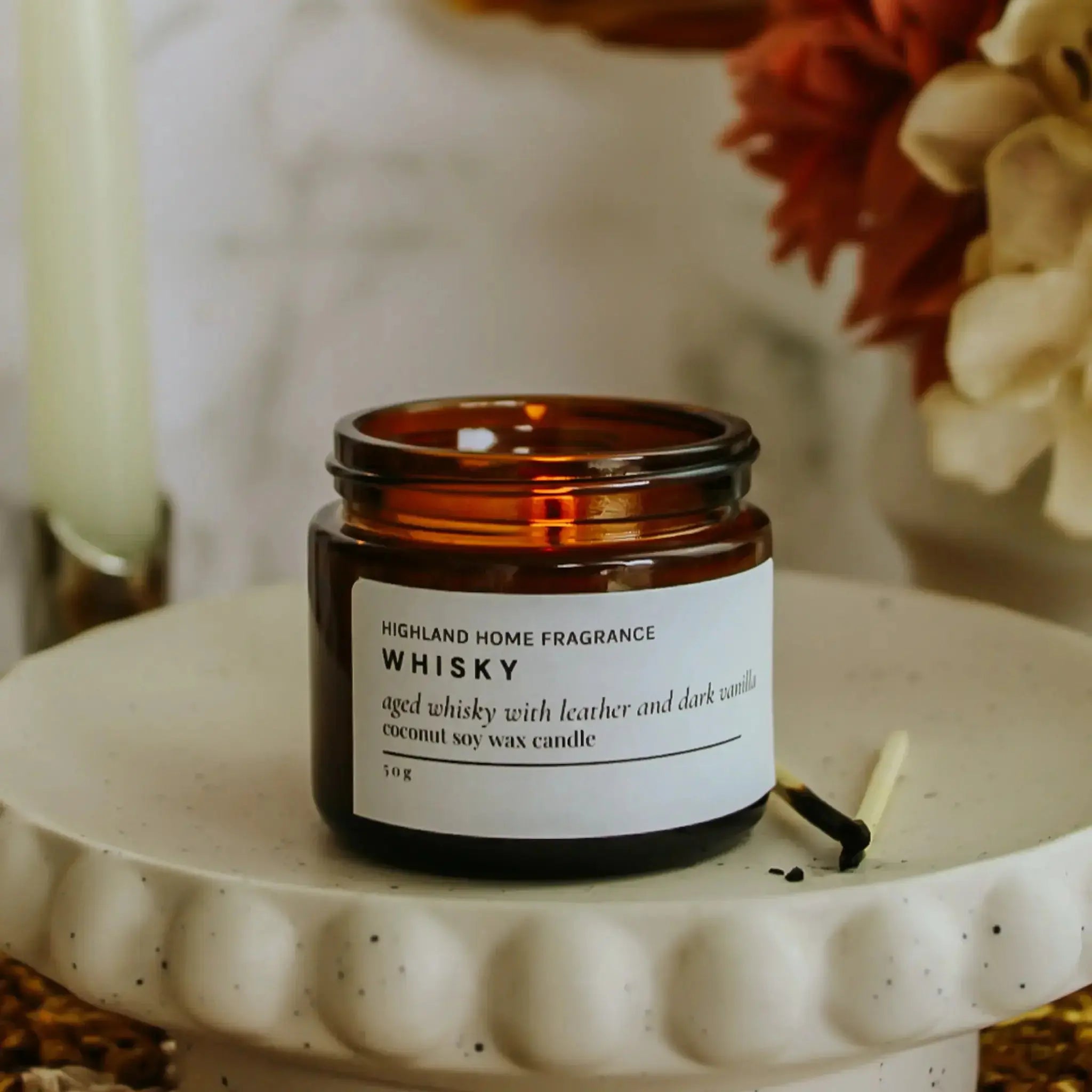 Whisky | Whisky & Leather | 50g Mini Travel Soy Candle - CosmicBlueprint7