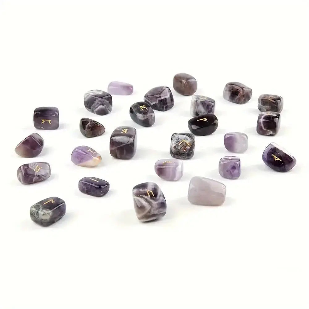 Amethyst Rune Stones 25Pcs Natural Stone Crystal Runes - CosmicBlueprint7