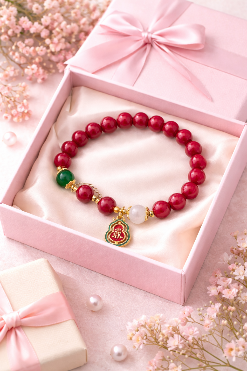 ❤️ 1. Fortune & Prosperity (Red + Gold “福” Charm)