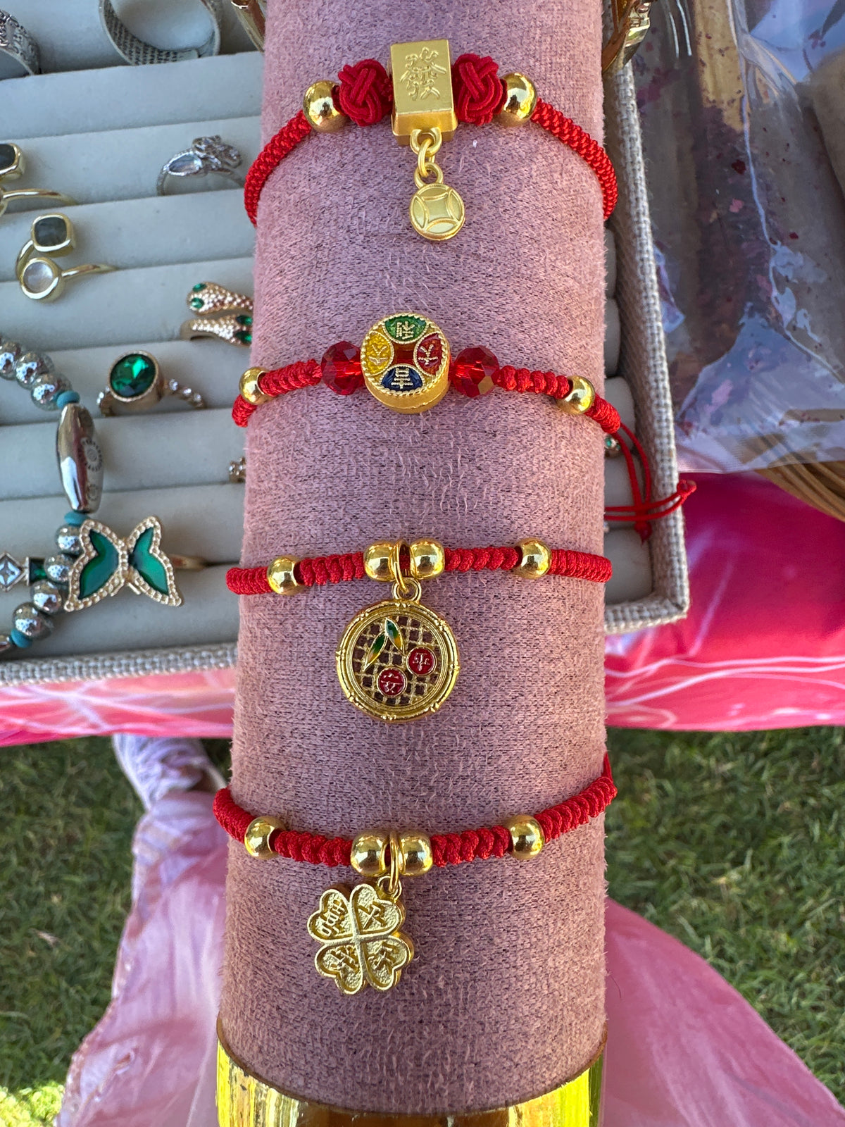 Chinese Lucky Red String Bracelet Collection – Feng Shui Gold Charm Bracelets