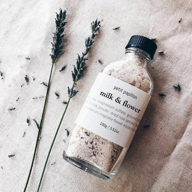 Milk & Flower Bath Milk: 100 Grams Glass Bottle - CosmicBlueprint7