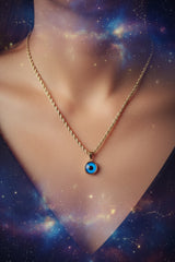 Evil Eye Gold Rope Chain Necklace