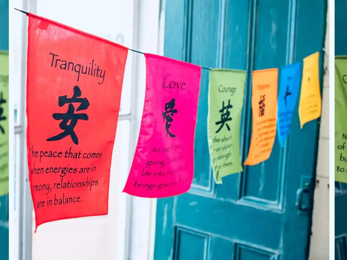 Large Prayer Flag in Bright Colors - CosmicBlueprint7