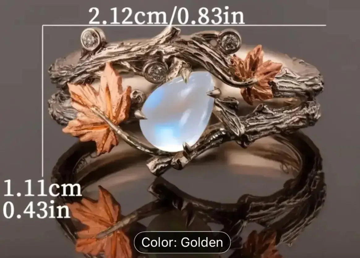 Moonstone & Ivy Leaf Forest Ring – Cosmic Nature Collection™ | Cosmic Blueprint 7 EL™ - CosmicBlueprint7