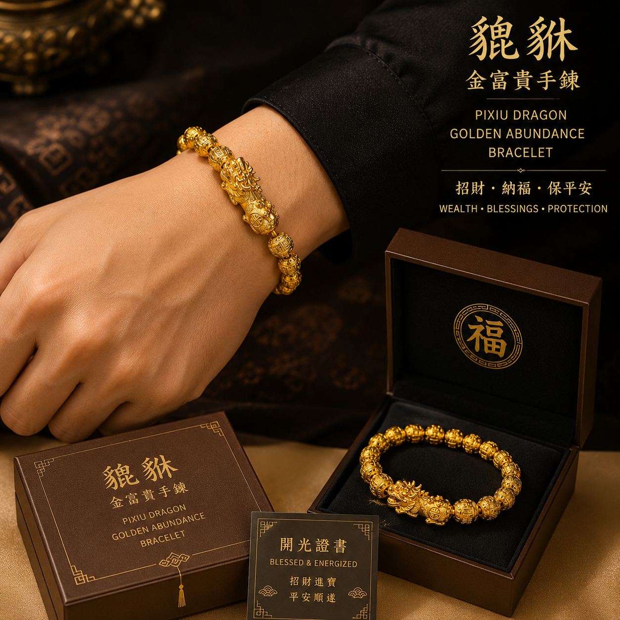 ✨ PIXIU DRAGON GOLDEN ABUNDANCE BRACELET ✨