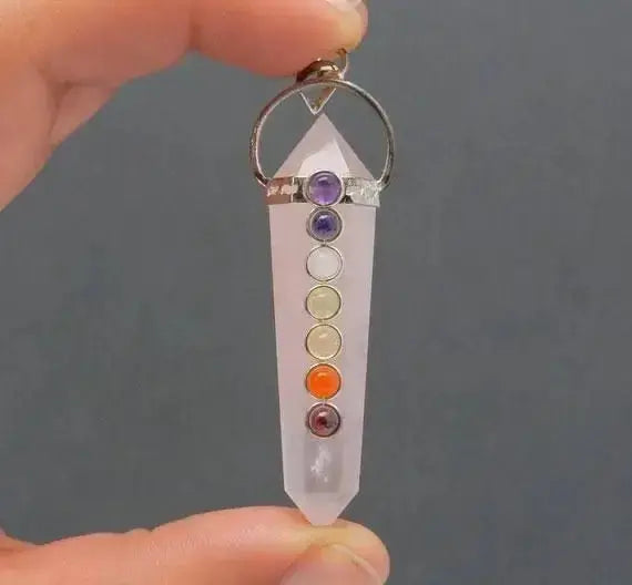 Rose Quartz 7chakra point hormony healing pendant - CosmicBlueprint7