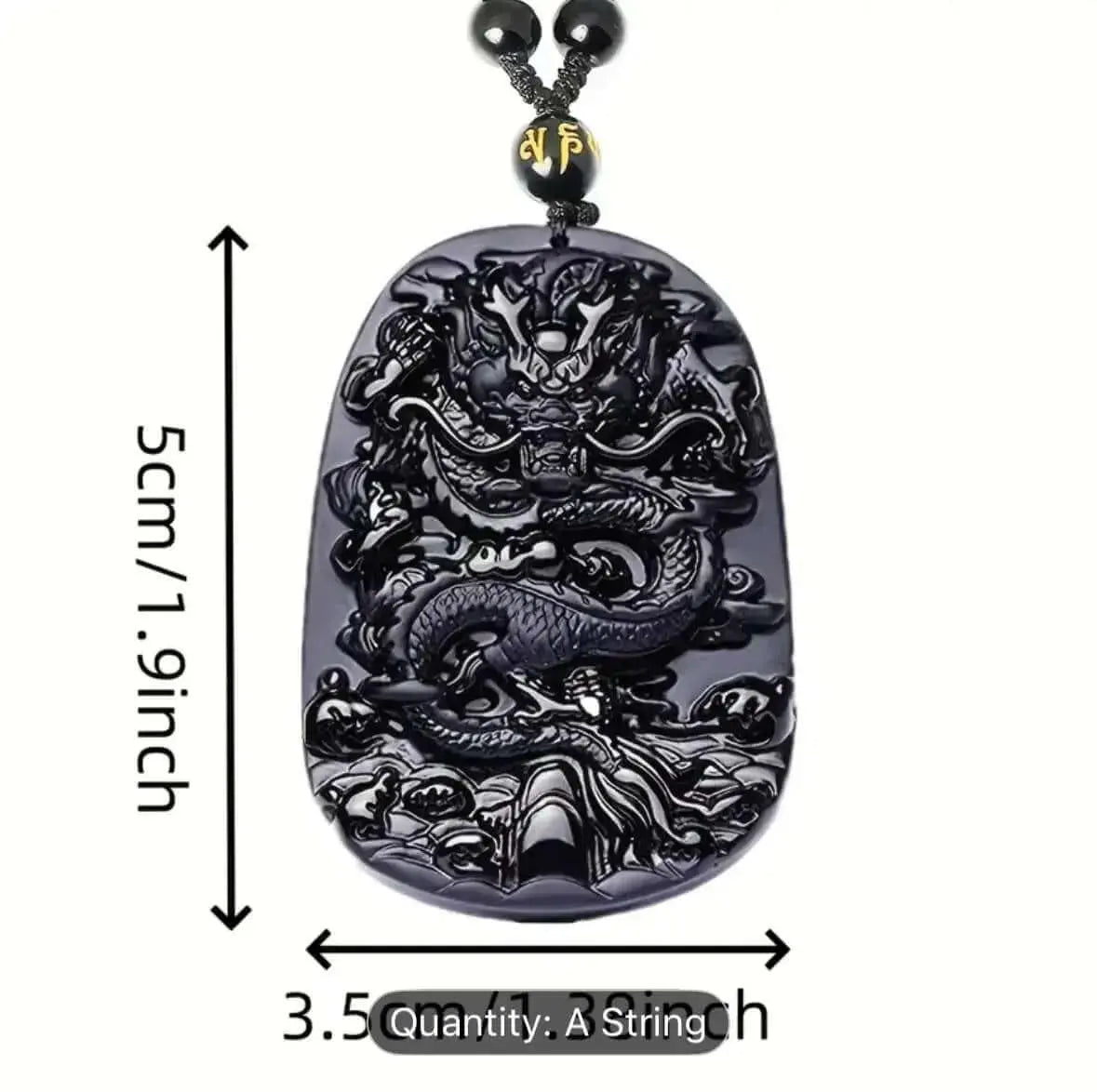 Men's Natural Obsidian Dragon Pixiu Necklace Pendant with Peace Buckle Amulet - Retro Style and Powerful Protection - CosmicBlueprint7