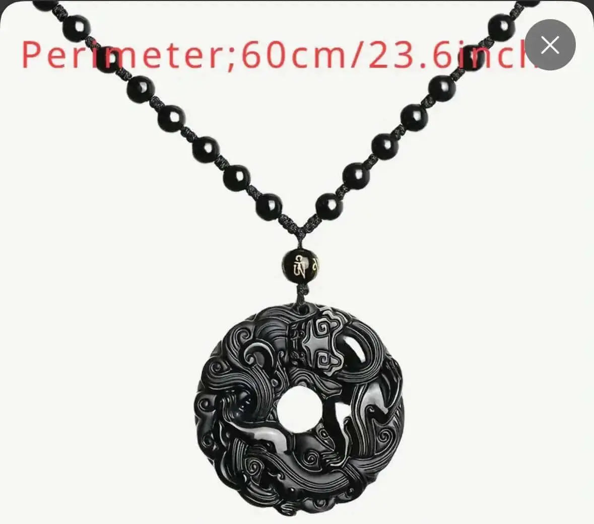 Men's Natural Obsidian Dragon Pixiu Necklace Pendant with Peace Buckle Amulet - Retro Style and Powerful Protection - CosmicBlueprint7