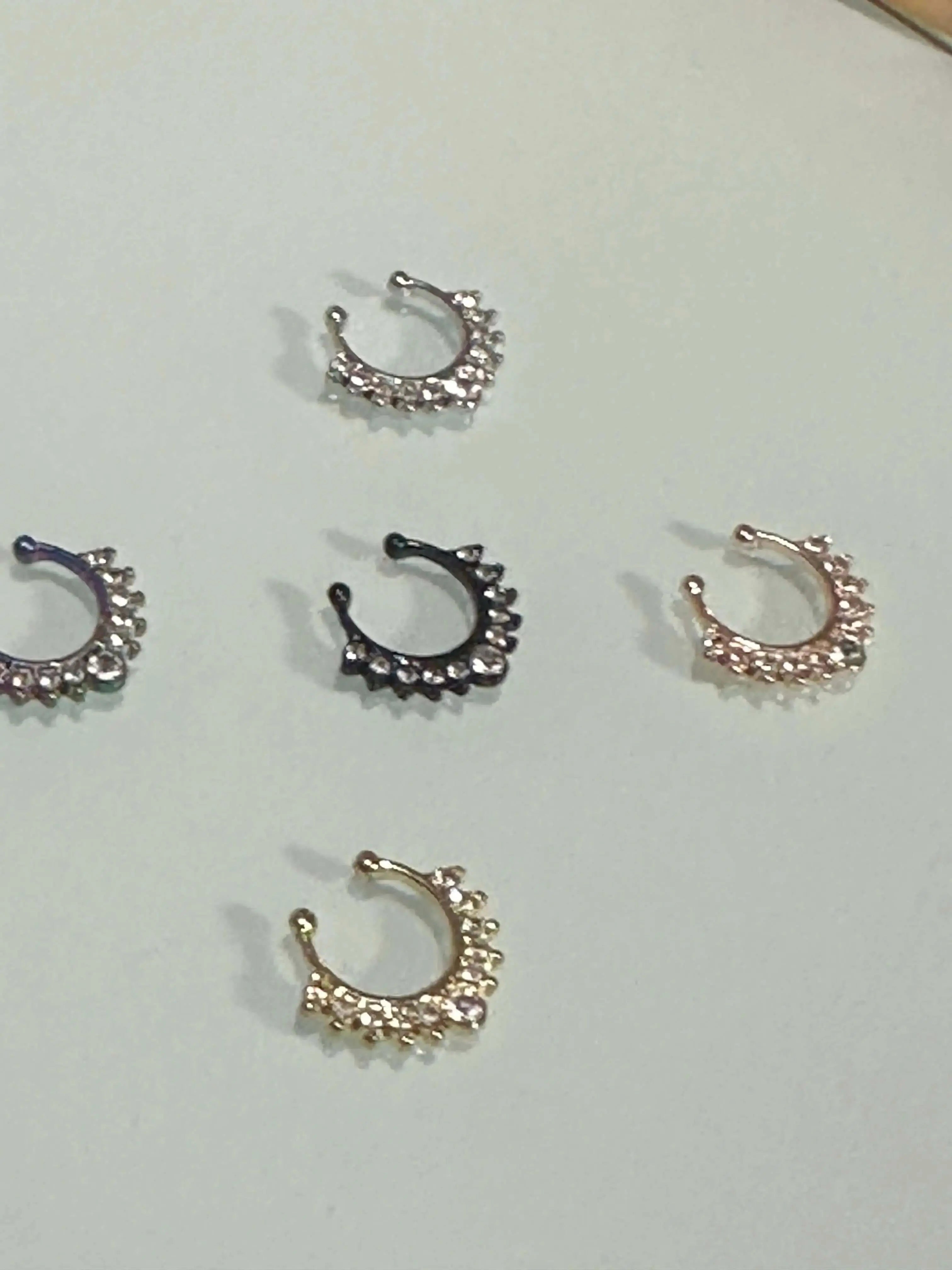 Fashionable Nose Stud Set - Zinc Alloy Rhinestone Rings - CosmicBlueprint7
