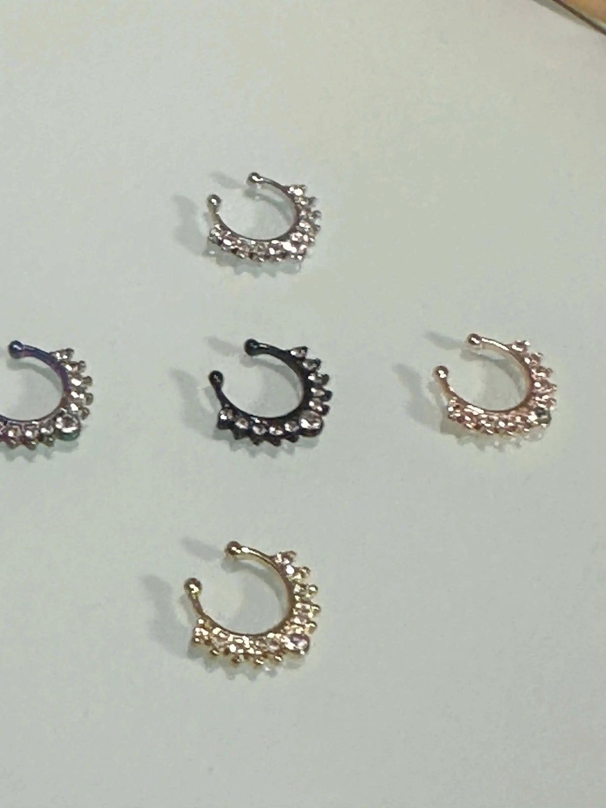 Fashionable Nose Stud Set - Zinc Alloy Rhinestone Rings - CosmicBlueprint7