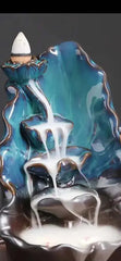 Blue water fountain incense burner