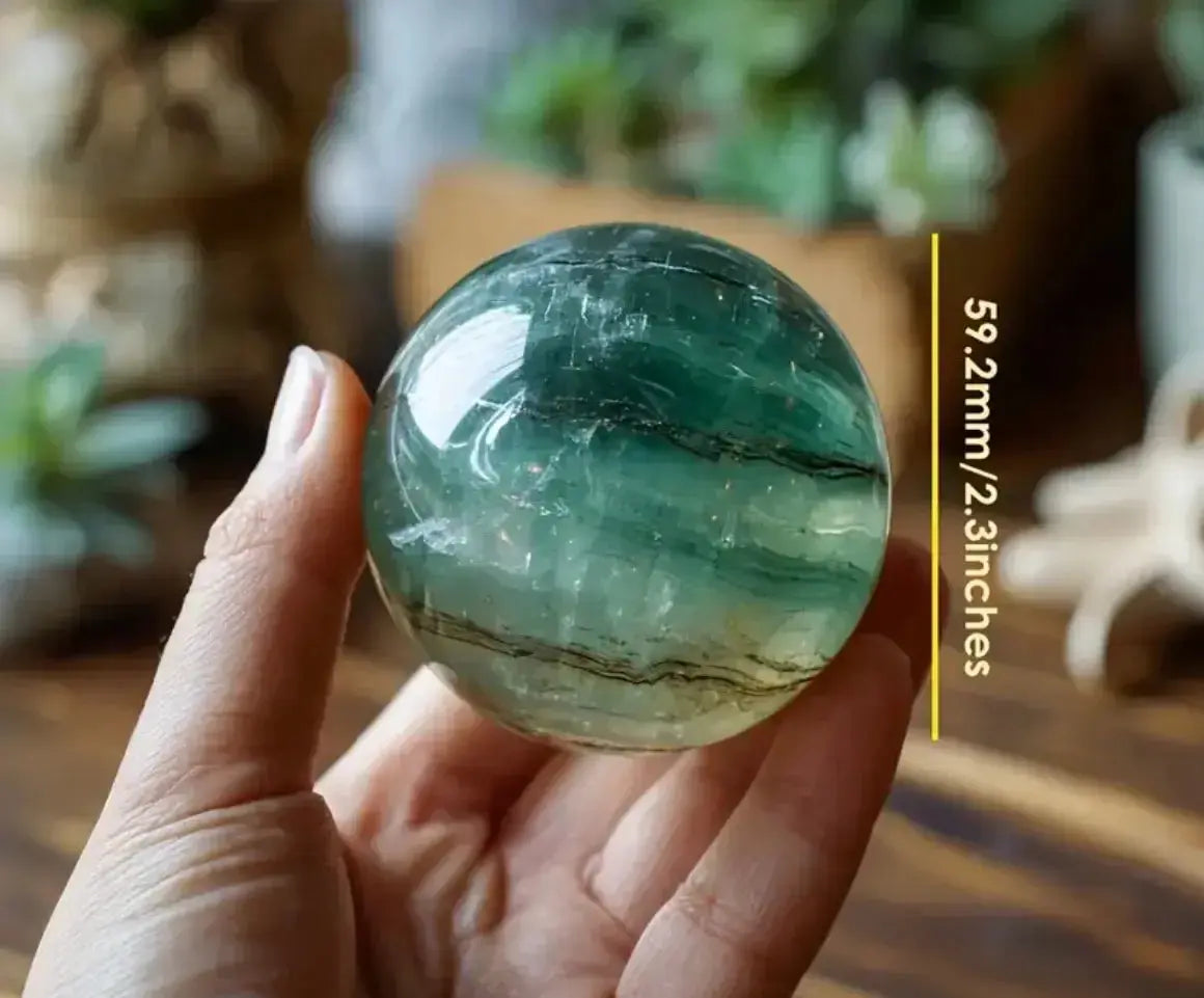 Green Fluorite Sphere - Natural Crystal Ball 59.2mm - CosmicBlueprint7
