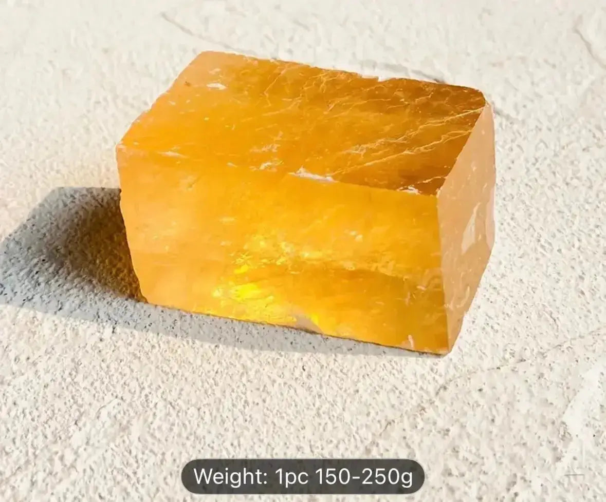 Yellow Calcite Raw Crystal - Large Natural Stone 250-360g - CosmicBlueprint7